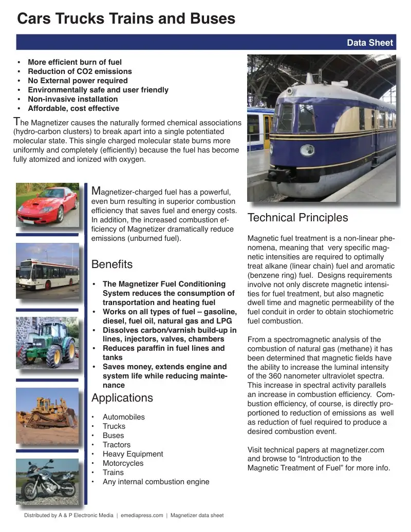 Cars, Trucks, Trains & Buses data sheet