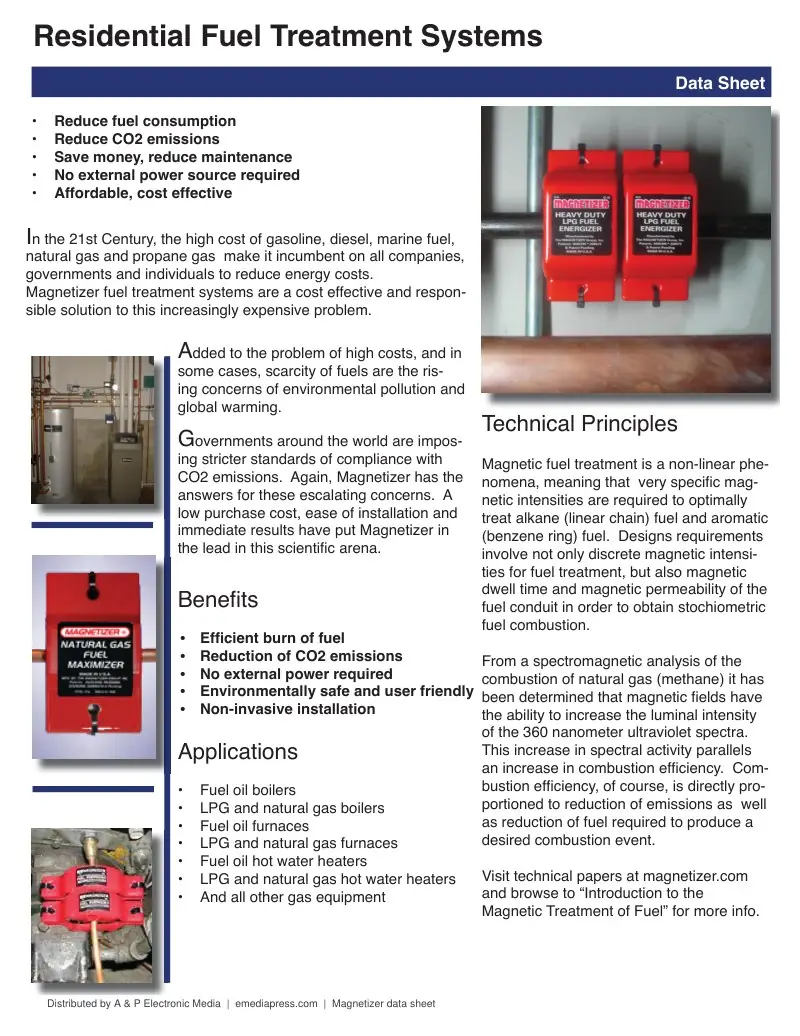 Residential Fuel Treatment data sheet